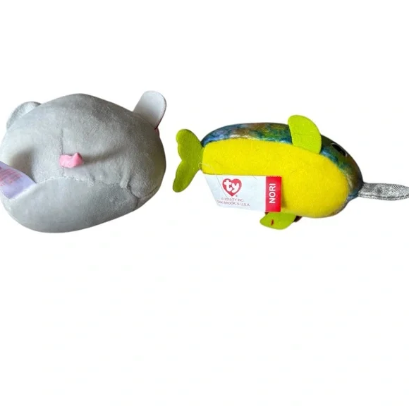 Ty Plush Mouse and Narwhal Toy Set - White and Multicolor - Picture 4 of 4
